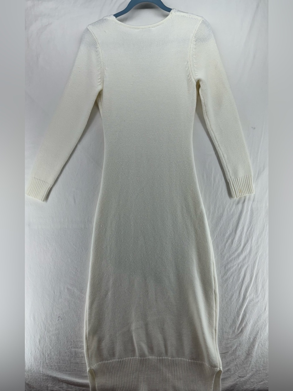 Calvin Klein Ivory‎ Cable Knit Maxi Sweater Dress S Fitted Long Sleeve Bodycon - Picture 3 of 8
